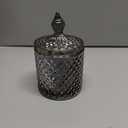 Aoriher 4 Pcs Crystal Glass Candy Jar Set with Lids Home Decorative Storage Jars for Apothecary, Bathroom, Kitchen, and Pantry, Ideal for Cotton Swabs and Jewelry(Medium,Gray)