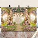 DASHAN Polyester 7x5Ft Spring Backdrop Magic Garden Fairy Tale World Grass Butterfly Wonderland Background for Kids Girl Baby Shower Birthday Party Decoration Studio Photography Banner Booth Props