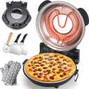 KEENSTAR Indoor Pizza Oven 12", Heats up to 800F, Glazed Ceramic Stone Pizza Maker with Adjustable Timer, 1200W Electric Countertop Pizza Cooker with Viewing Window, Baked Pizzeria Style at Home