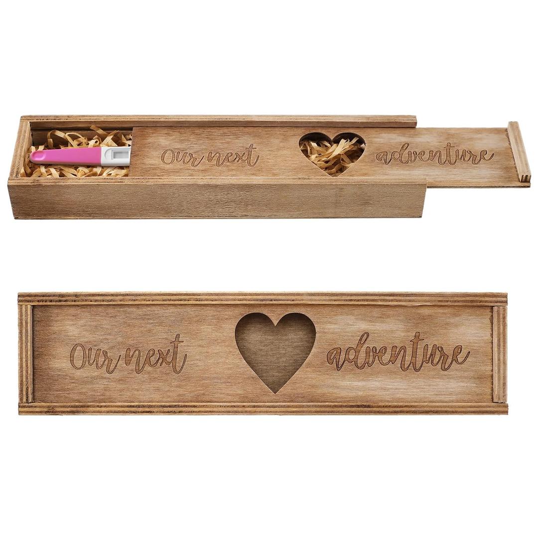 Barydat Pregnancy Test Gifts Box Keepsake Box Pregnancy Announcement for Husband Wooden Baby Reveal Announcements Surprise Ideas Test Holder Baby Souvenir Gifts for Dad Grandma Grandparents(Brown)