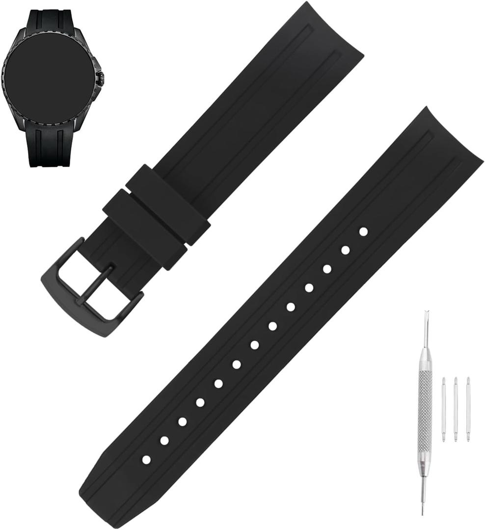 Rubber 23mm Watch Bands Compatible Fit for Citizen Eco-Drive E168 B740 B741-S066450 BJ2110 BJ2111 BJ2115 BJ2117 BJ2118 BJ2119 BN0085 BN0088 Replacement Silicone Watch Strap Wirstband Bracelet with Deployment Buckle For Men and Women