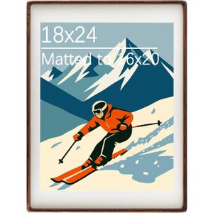 18x24 Solid Walnut Wood Picture Frame with 16x20 Mat Opening