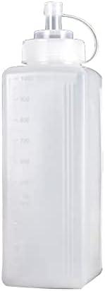 QYNuLi Condiment Dispenser Square Plastic Seasoning Bottle Large Diameter Squeeze Bottle for Ketchup Mustard Salad Dressing Chili Oil