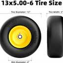 RONPOW 13x5.00-6 Flat Free Lawn Mower Tire and Wheel, 13x5x6 Solid Front Tires for Zero Turn Mower, 500Lbs Load, 3/4", 5/8", 1/2" Bearings, 4.33"-6.73" Hub Compatible with john deere, 2Pack Yellow