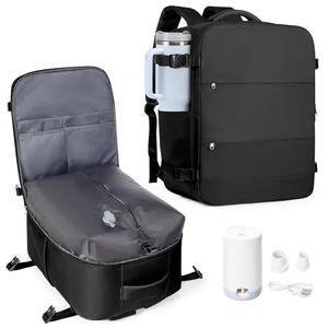 coowoz Vacuum Backpack Travel with Pump,Travel Backpack with Vacuum System For Women Men,Carry On Backpack,Hiking Backpack Waterproof Outdoor Sports Rucksack Casual Daypack,33L(Vacuum pump),Black