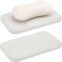 Adorila 2-Pack Diatomite Soap Dish - Instant Dry Bar Soap Holder for Bathroom & Kitchen Sink (White)