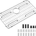 Kitchen Sink Grid and Sink Protectors 26" X 14 1/16", with Rear Drain