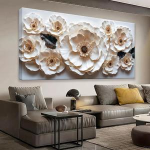 Canvas Art Wall Decor Modern Minimalist Flower Wall Decor Paintings White Flower Art Prints Floral Wall Art Pictures For Bedroom Kitchen Office Decoration 20" × 40"