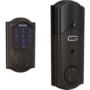 SCHLAGE BE469ZP CAM 716 SCHLAGE Connect Smart Deadbolt With Alarm Inbuilt Camelot Trim In Aged Bronze.