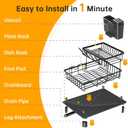 Dish Drying Rack, 2 Tier Dish Racks for Kitchen Counter, Compact Drying Rack Kitchen, Rust-Resistant Dish Drainer, Detachable Space-Saving Dish Rack with Drainboard, Utensil Holder, Black