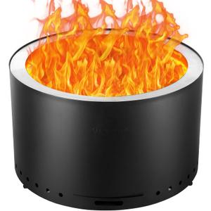 VEVOR 28 inch Smokeless Fire Pit Stove Bonfire, Wood Burning Fireplaces with Removable Ash Pan, SUS430 Stainless Steel Inner Portable Outdoor Firepit,for Outdoor Patio Camping High 17 inch
