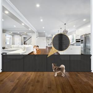 Reinforced 42" Tall x 195" Extra Long Baby Gates for Large Openings, Tall Retractable Baby Gates Extra Wide Dog Gate with Support Rods - Prevent Crawling Under, Indoor/Outdoor Retractable Fence, Black