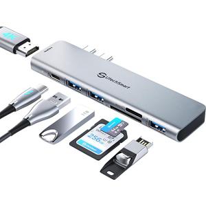 USB C Hub Adapter MacBook  UtechSmart 7 in 2 MacBook Pro/Air Accessories Multiport Adapter with Thunderbolt 3 Port, 100W PD 4K@30Hz, 40Gbps 4K HDMI, 3*USB3.0 Data Port SD and MicroSD Card Reader
