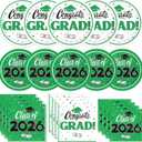 Graduation Decorations 2026, 200 Pcs Class of 2026 Graduation Party Supplies Kit with Paper Plates, Luncheon and Cocktail Napkins, Congrats Grad Decorations for 50 Guests (Green)