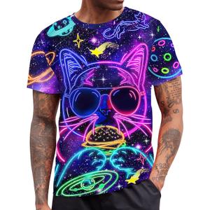 RAISEVERN Mens T-Shirts Cool Novelty Crewneck Short Sleeve Funny Graphic Top Casual Tees for Women (M)