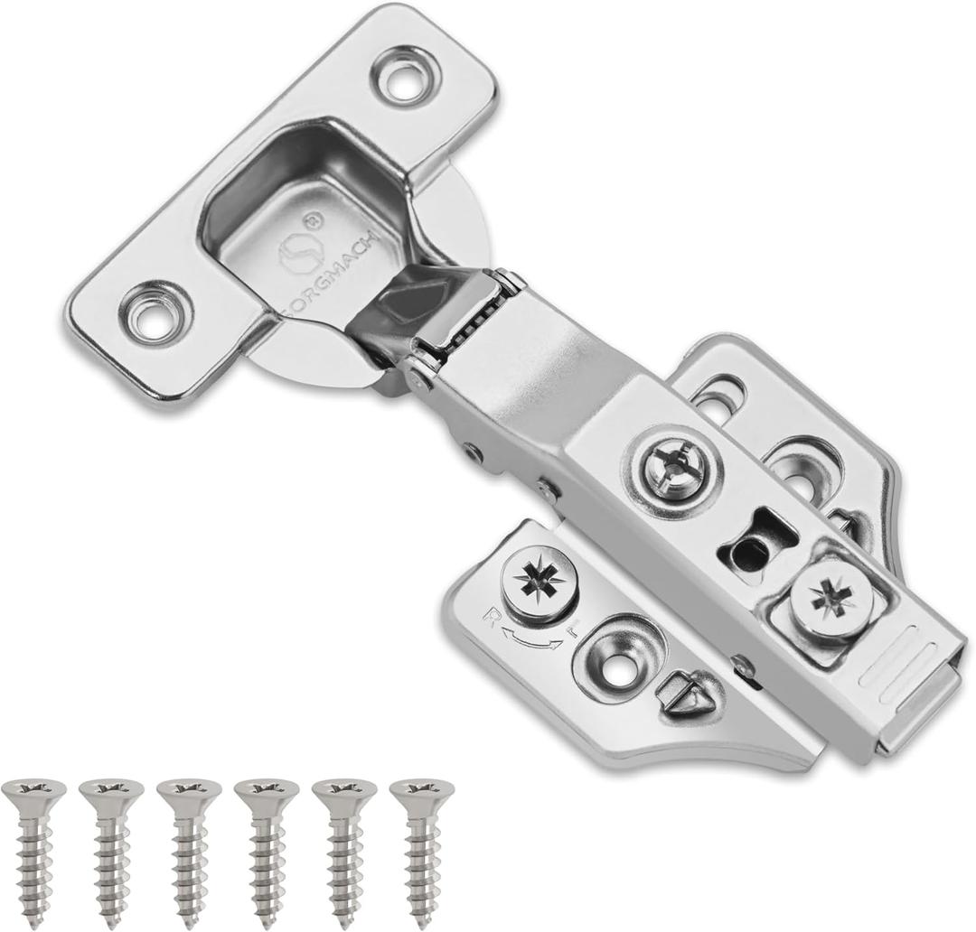 4 Pack Full Overlay Soft Close Cabinet Hinges 105 Frameless 3 Way Adjustable Soft Close Hinges for Cabinet Doors Kitchen Cabinet Door Hinges with Screws