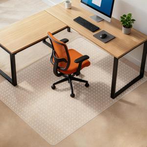 Lebata Office Chair Mat for Carpet Floor, 48" x 65", Slip Resistant Heavy Duty Under Desk Protector for Low Pile Carpets, Rolling Computer Mat with Studs for Home