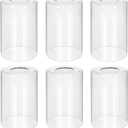 6-Pack Clear Glass Shade Replacements, Cylinder Glass Lamp Shade Covers for Light Fixtures, 5.5In Height, 3.54In Diameter, 1.65In Fitter Globe Glass Shades for Islands Pendant Chandeliers Wall Sconces
