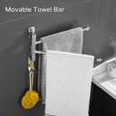 Chrome Rotating Towel Rack Bathroom Stainless Steel Adjustable Towel Rack 12 * 1.5 * 8.5inchs Suitable for Bathroom, Bedroom, Balcony Removable Towel bar (electroplated, Two Poles)