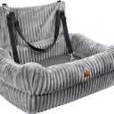 Pawaboo Dog Car Seat, Dog Booster Car Seats with Memory Foam, Thickened Cushion & Washable Removable Cover, Pet Travel Carseat Bed with Safety Leashes for Medium/Large Dogs or 2 Small Dogs, Gray
