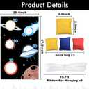 Outer Space Rocket Toss Games Banner Backdrop Background Planet Universe Meteorites Stars UFO Theme Decorations Decor for Indoor Outdoor Birthday Party Supplies Photography Photo Booth Props