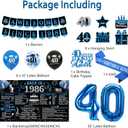 Trgowaul 40th Birthday Decorations for Men, 20PCS Black Blue Back in 1986 Birthday Party Supplies, Blue Vintage Banner, Sash, 40th Cake Topper, Latex Balloon, 40 Year Old Set