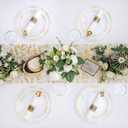 U-QE 100PCS Clear Gold Plastic Plates - Disposable Heavy Duty Clear Plates with Gold Rim Including 50PCS 10'' Dinner Plates & 50PCS 7.5'' Dessert Plates Perfect for Party, Weddings