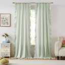 ZJDECOR 90 Inches Buffalo Plaid Curtain Panels for Kidsroom,Sage Green Farmhouse Not-See-Through Sheer Ruffle Drapes,Shabby Chic Window Treatment for Bedroom Living Room,Rod Pocket,40" Wx90 Lx2