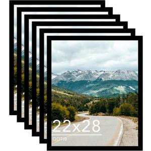Wood 22x28 Picture Frame Black for Wall Hanging, 22 x 28 Frame Poster Photo Frame for Wall Horizontally or Vertically, Black, 6 Pack