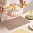 Vinyl Placemats Set of 6-1217.7 Inch Waterproof & Heattable Placemats, Fall Faux Leather Wipeable Outdoor Table Mat for Dining, Kitchen, Indoor Outdoor Use (Brown, Linen Texture)