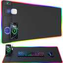 abc.mat 4-in-1 RGB Gaming Mouse Pad with Wireless Charging & Phone Stand, 31.5"x15.8" Large, 24 Light Effects, Non-Slip Base, Waterproof Ultra-Smooth Surface, with Adatper