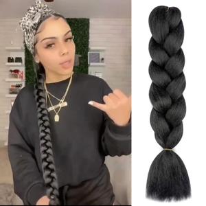 Herina Natural Black Braiding Hair Extensions High Temperature Fiber Jumbo Braiding Hair Extensions One Pack Black Braiding Hair(1pc/pack) (1pc 24 Inch)