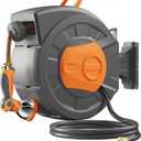 Retractable Garden Hose Reel 100 FT, 1/2" Heavy Duty Garden Hose 435 PSI Burst Pressure, Wall Mounted Water Hose Reel with 10-Pattern Nozzle, 180 Swivel, Slow Auto Rewind & Any Length Lock (Gray & Orange)
