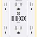 Addtam Surge Protector Outlet Extender, 6 Outlet Splitter with Night Light and 4 USB Wall Charger(2 USB-C Ports), Multi Plug Wall Outlet Power Strip for Home Office Dorm Room Essentials