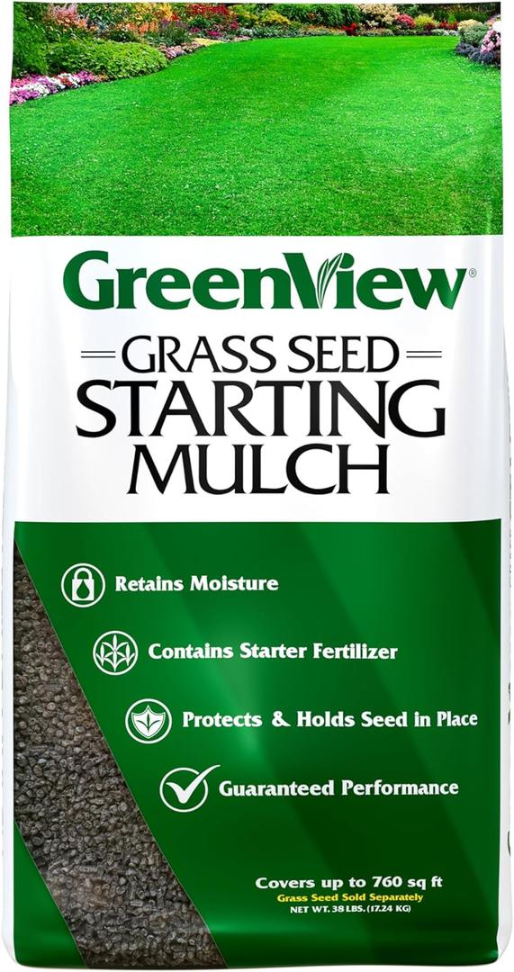 GreenView Grass Seed Starting Mulch Ideal for Newly seeded lawns and Bare Spots - 38 lb. Bag - Covers 760 sq. ft. (EXP 10/26/26)