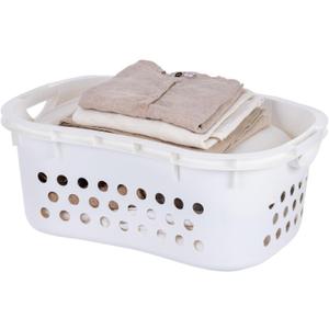 IRIS USA Plastic Laundry Basket 1.5 Bushel (50L), Built-In Handles, White, 50L - 1 Pack