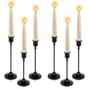 6pcs Black Candle Holder, Black Candlestick Holders Taper Candle Holders for Pillar Candles Sticks Holder Decor Halloween Christmas Decorations Candle Stick Holder Candelabros para Centros de Mesa
