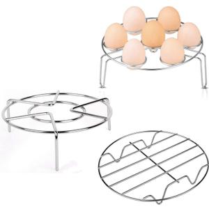 Konrisa Stainless Steel Steam Rack for Instant Pot Cooking Trivet Rack Holder Egg Steamer Basket Trivet Food Stand Air Fryer Rack for Pressure Cooker, Set of 3 (Type1)