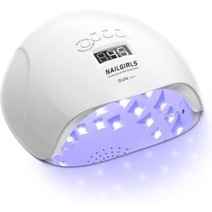 NAILGIRLS 150W UV LED Nail Lamp with Auto Sensor - Fast Curing Gel Polish Acrylic Nail Dryer, UV Nail Light 4 Timer Settings, 36 LED Beads and Automatic Sensor for Home Salon Use (White)