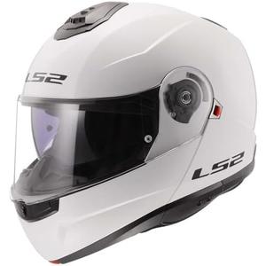 LS2 Helmets Strobe II Modular Motorcycle Helmet W/SunShield (Gloss White - Large)