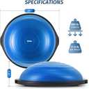 ZELUS 25in. Balance Ball | 660lb Inflatable Half Exercise Ball Wobble Board Balance Trainer w Nonslip Base | Half Yoga Ball Strength Training Equipment w 2 Bands, Pump, Extra Ball Included