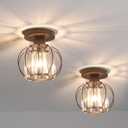 winsmart Hallway Ceiling Light Fixtures 2-Pack, Mini Semi Flush Mount Ceiling Light with Crystal, Small Oil Rubbed Bronze Ceiling Lights for Hallway Bathroom Laundry Room and Kitchen.