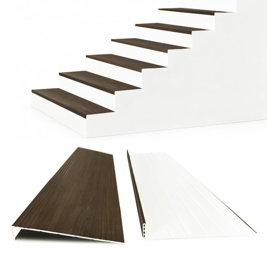 Non Slip Stair Treads for Stair Remodel, 4 Pieces 47x11.8 inch Wood Plastic Composite Stair Treads for Home Decor with 2 inch Square Nose Profile Bullnose Wood Treads Caps (Dark)