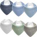 Muslin Baby Bibs Baby Drool Bandana Bibs for Baby Girls Boys Infant Newborn Toddler Drooling and Teething (Macaron Blue)