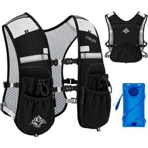 Running Hydration Vest for Women Men - Waterproof Running Water Backpack Hydration Pack with 12 Pockets, Lightweight Water Vest for Hiking Trail Cycling Marathon Race (Large, Black-with 2L Water Bladder)