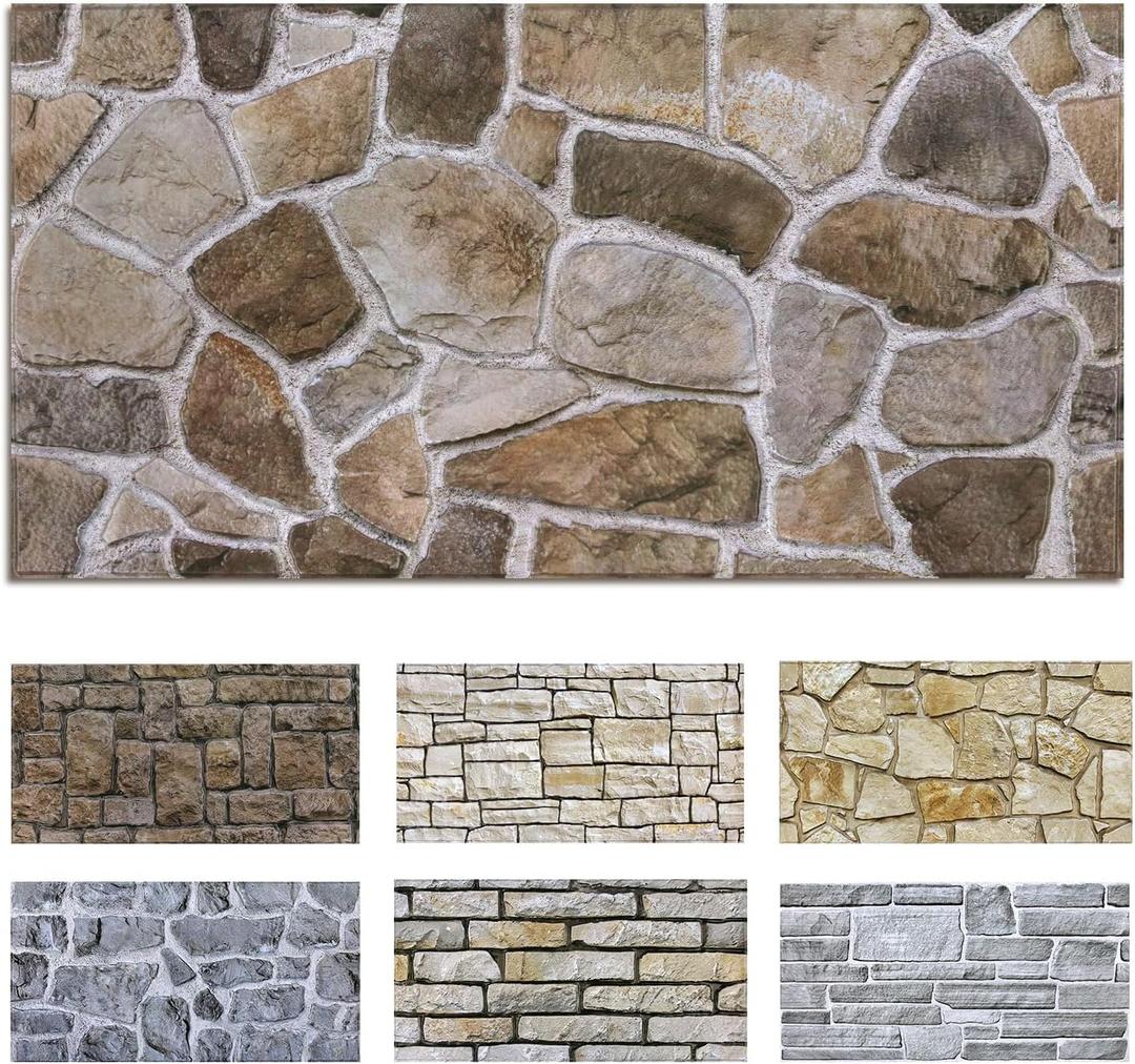 Commomy Faux Stone Peel and Stick 3D Wall Panels 10 Pcs 11.8" x 11.8", 22.8 x 11.8 in