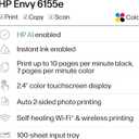 HP Envy 6155e Wireless All-in-One Color Inkjet Printer, Portobello, Print, scan, copy, Duplex printing Best-for-home, 3 month Instant Ink trial included, AI-enabled (714L5A)