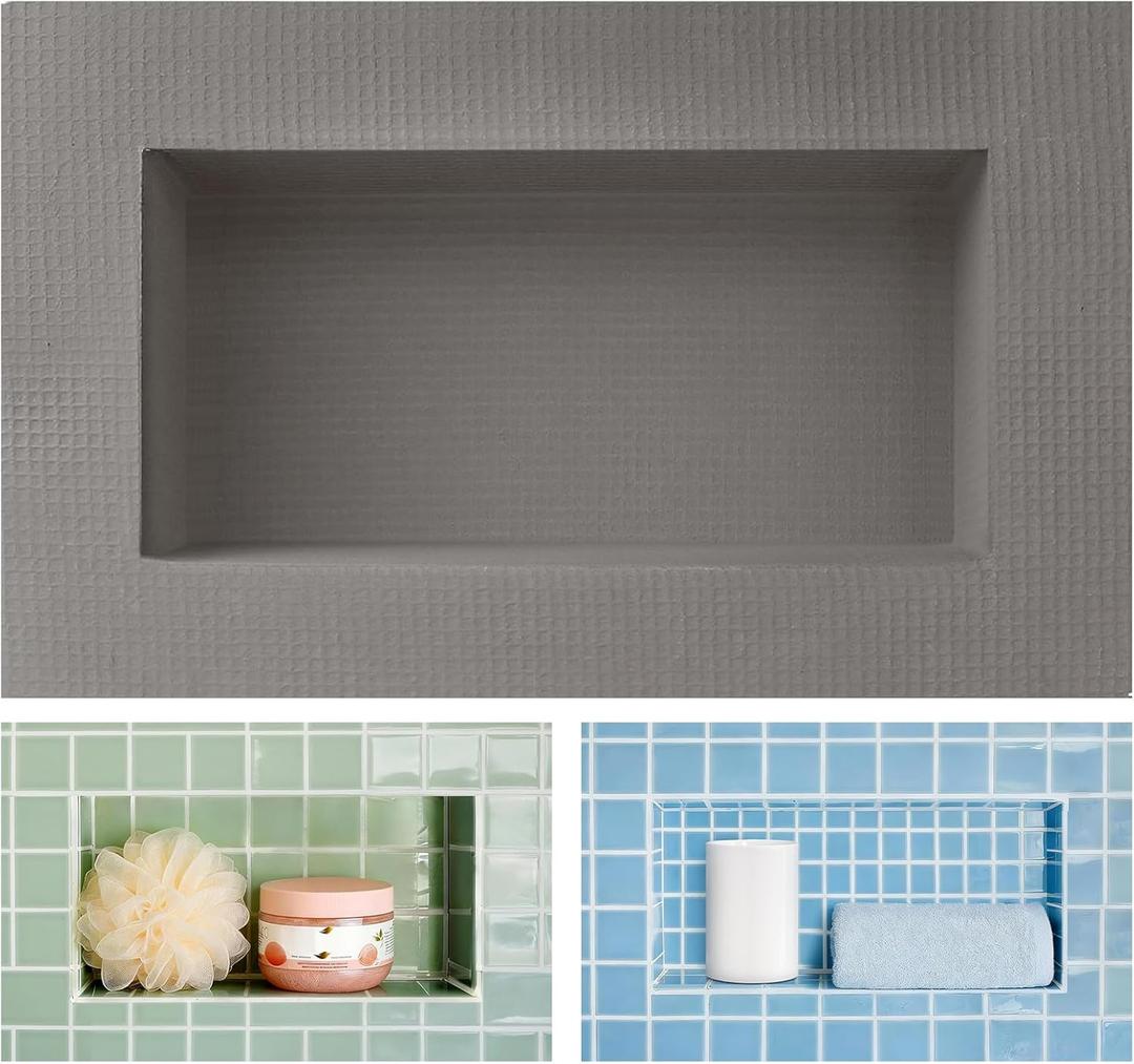 Shower Niche Insert Tile Ready 12"x6",Niche for Shower Wall,Waterproof Ready-to-Tile Niches Recessed Box Shelf for Showers Wall Bathroom Renovation/Soap Storage,Outer Size 16"x10",Depth 4