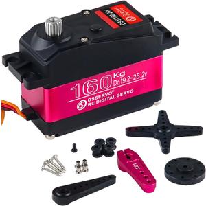 DS51160 160KG RC Servo Motor Waterproof Large High Torque Digital Servos Full Metal Gear 24V for RC Plane Quadcopter Helicopter Robotic Arm (180)