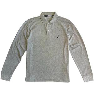 Nautica Mens Classic Fit Long Sleeve Polo Shirt (S, Charcoal Heather)